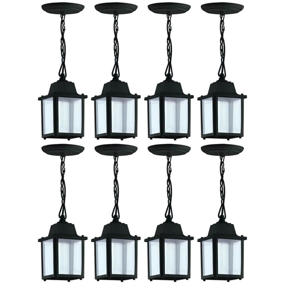 Conjunto 8 Pendentes 37cm Luminárias Pretas de Teto Vintage Interno Externo Bivolt Dital