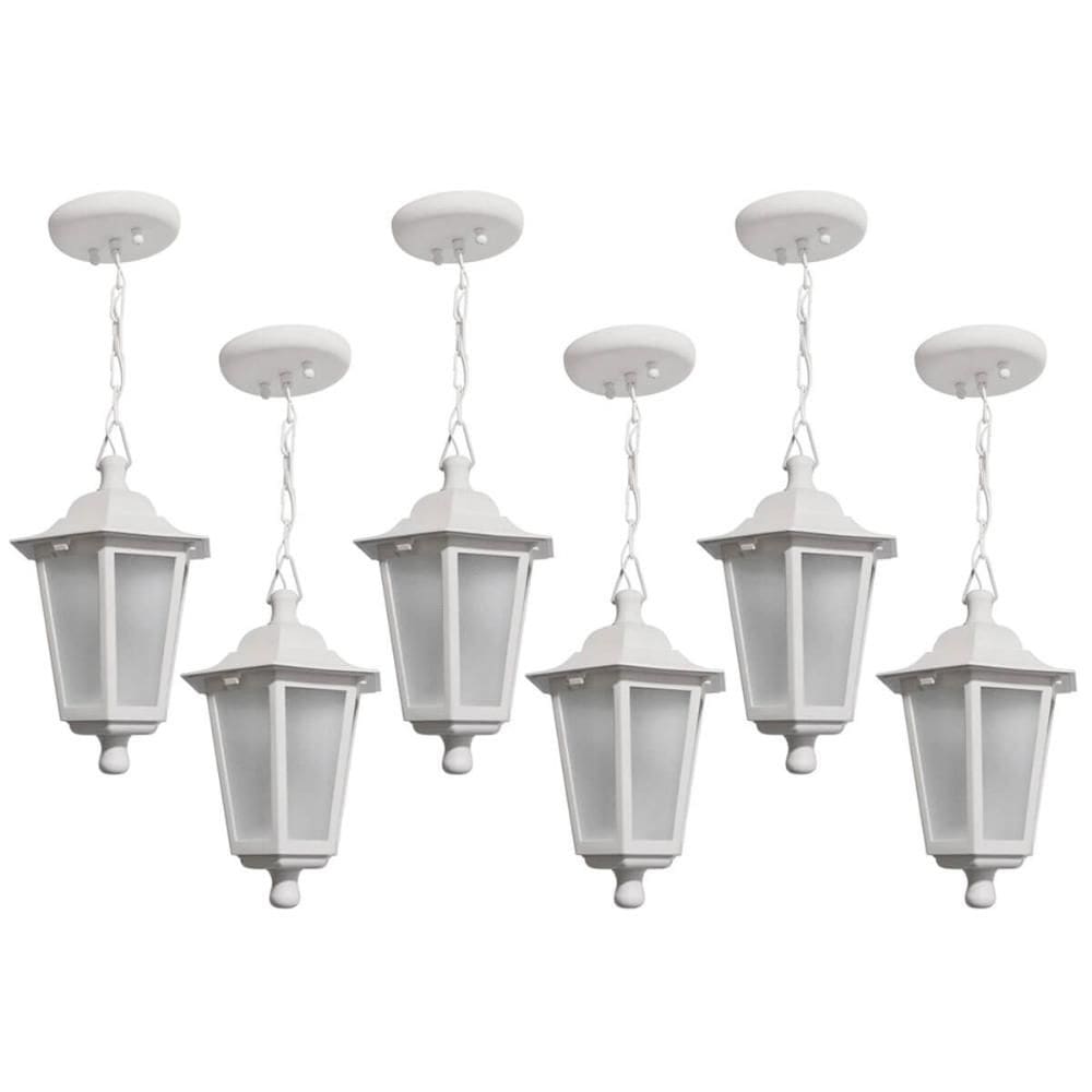Conjunto 6 Pendentes de Teto Brancos 58cm Luminárias Gregas