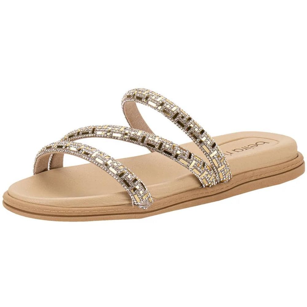 Chinelo Feminino Flat Conforto Casual Tira Strass Beira Rio