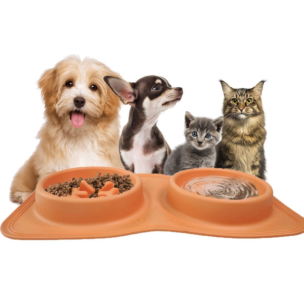 Comedouro Bebedouro 2 Em 1 Silicone Raçao Agua Cachorro Gato Cao Pet Animais Comida Hidrataçao Tijela Dobravel Portatil