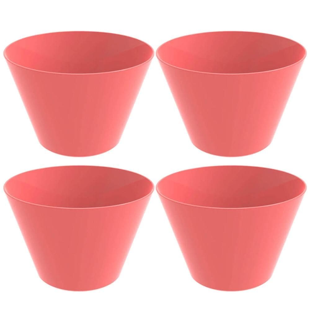 4 Potes Balde para Pipoca 3,8L Plástico Resistente Crippa Pipoqueira Rosa Goiaba