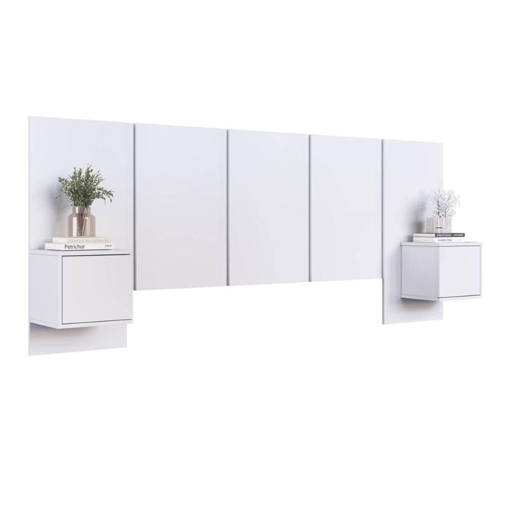Cabeceira para Cama de Casal Branca com Mesas de Cabeceira Zurique MDP Art In Móveis