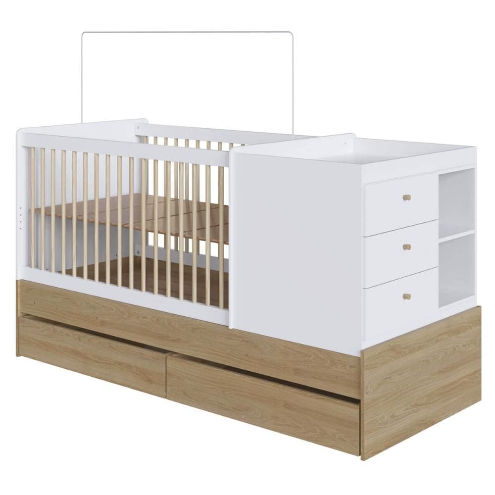 Berço Cama Multifuncional com Gavetões Aveiro com Branco