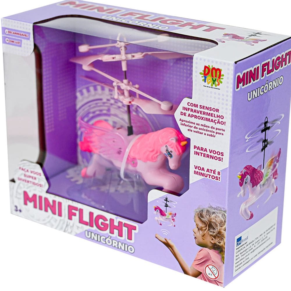 Mini-Flight Unicórnio Rosa Helicóptero Voador Sensor Mão
