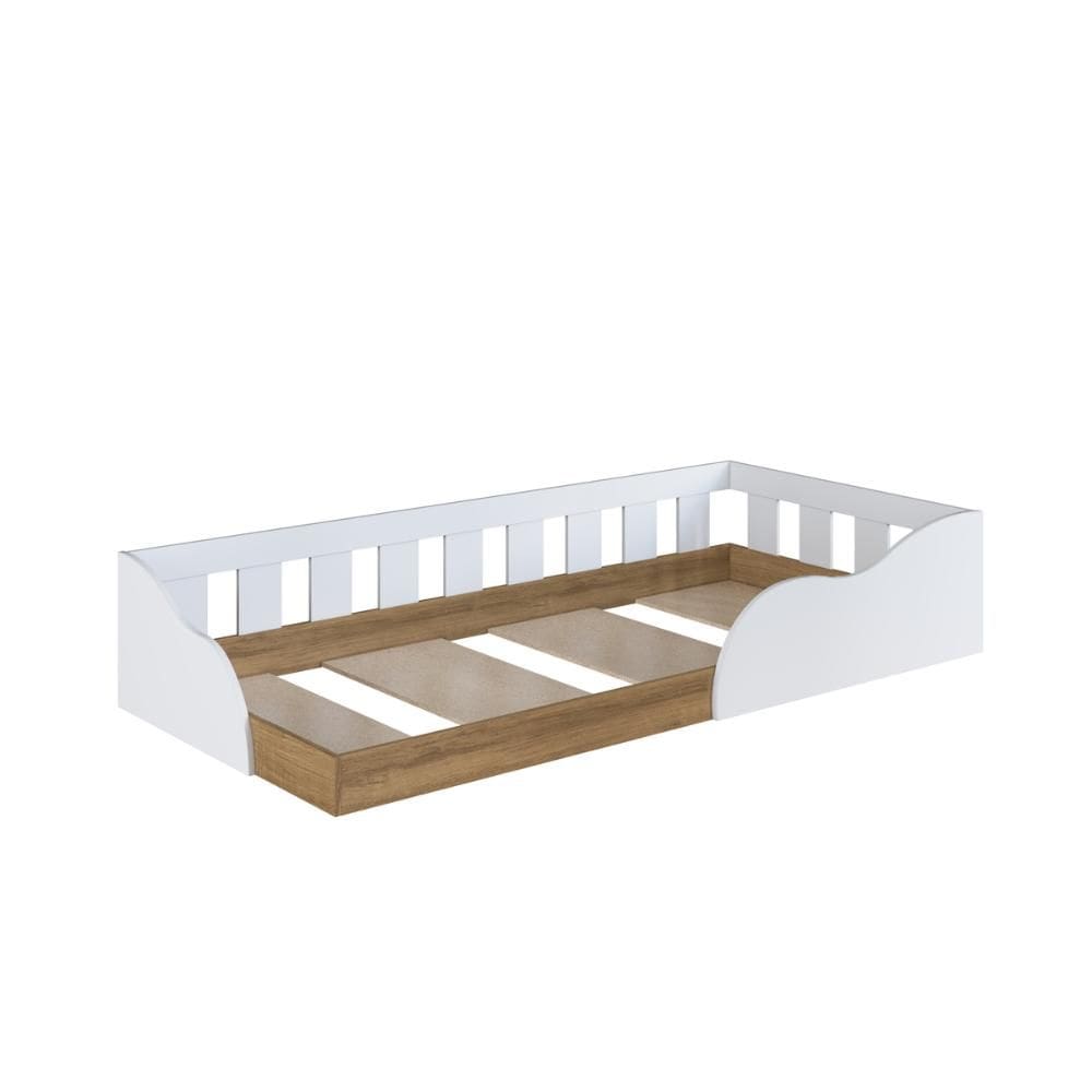 Cama Montessoriana Infantil Branca MDP Memphis Quarto Art In