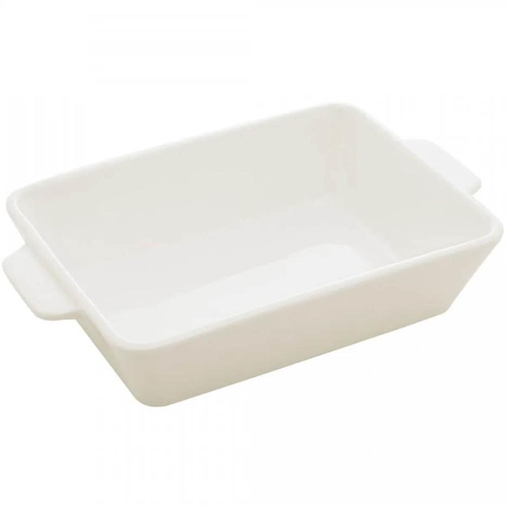 Refratário 23,5x15x5cm Travessa Porcelana Branca com Alça Funda Lyor Basic