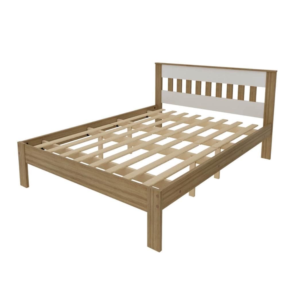 Cama de Casal CM8007 Para Colchão de 138x188cm Amêndoa/Branco Tecnomobili
