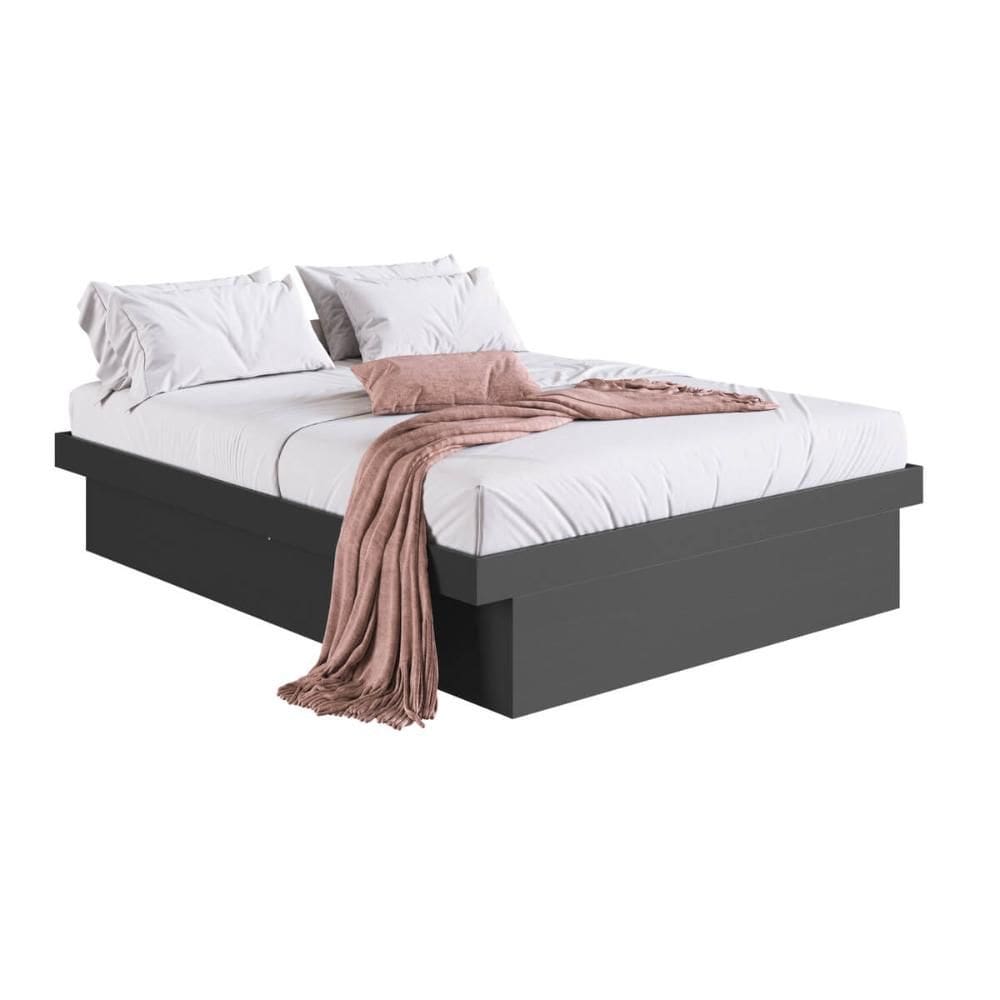 Cama Casal com Box Baú Grafite MDP Bogotá Organizador Cobert