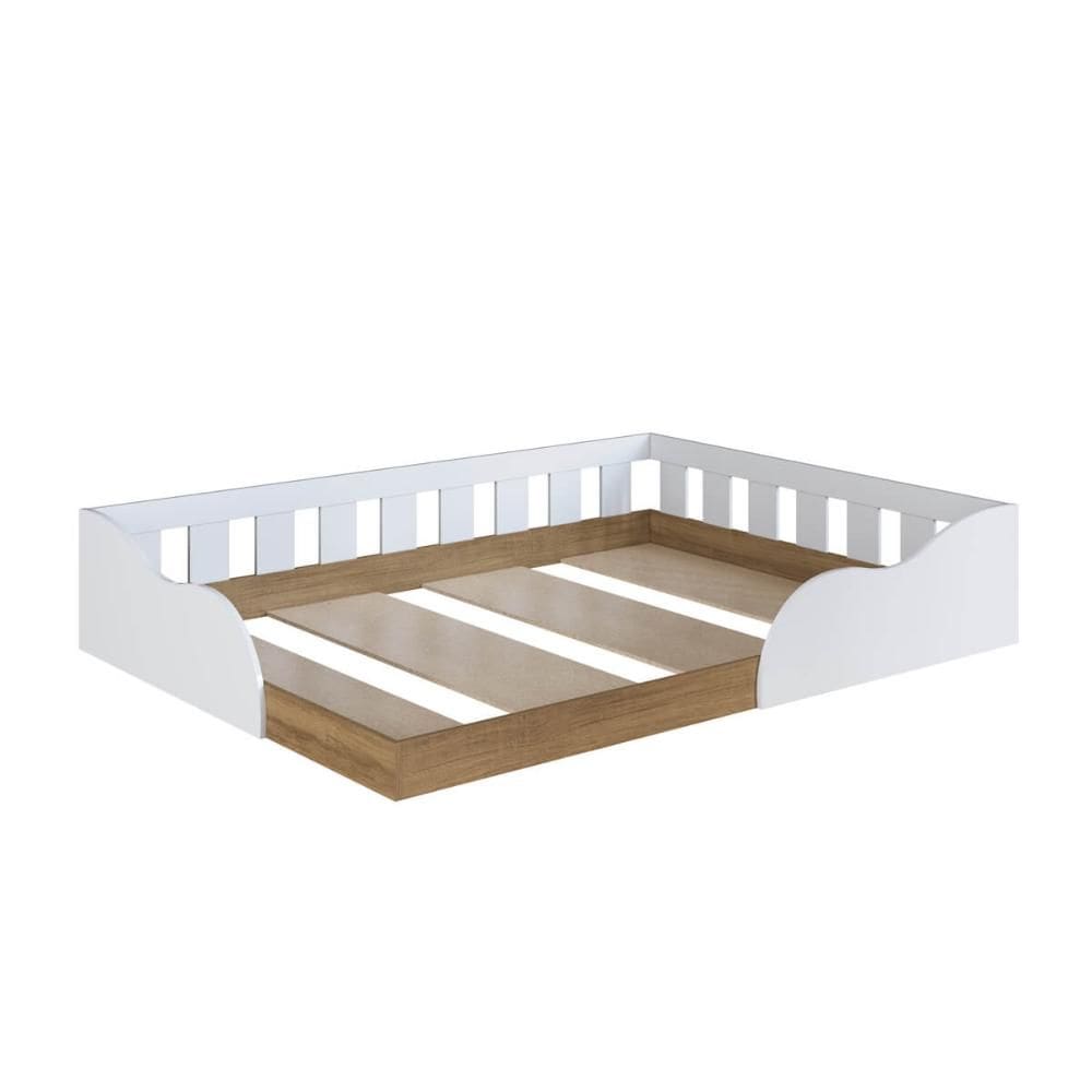 Cama Montessoriana Casal Branca MDP Memphis Quarto Infantil