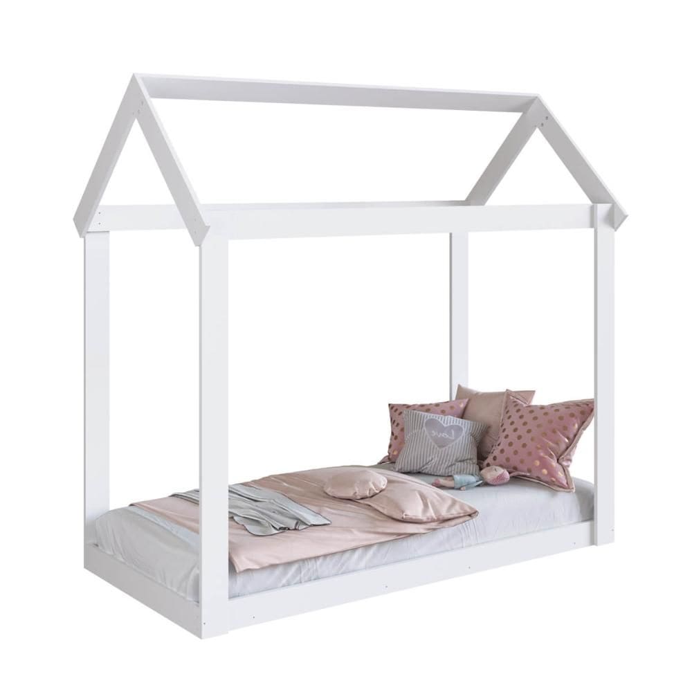 Cama Infantil Montessoriana Casinha Branca Meu Fofinho MDP A