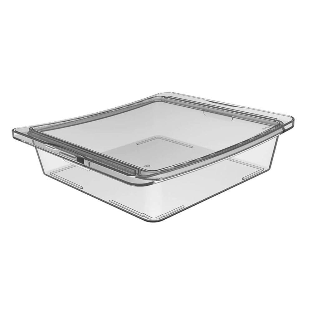 Travessa Quadrada Hermética 1,9L Crippa com Tampa Porta Frios Saladas Frutas Transparente
