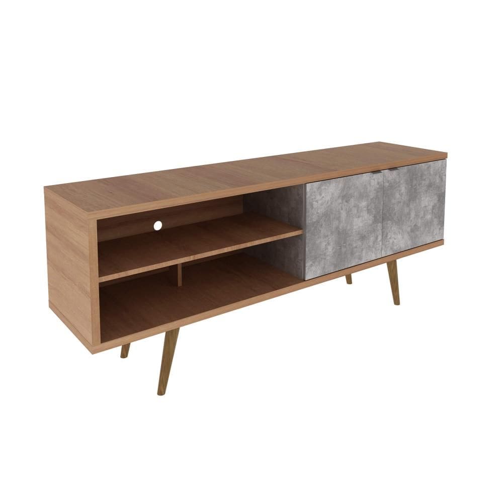 Rack Para TV até 55`` Com 2 Portas R1482 Amêndoa/Concreto