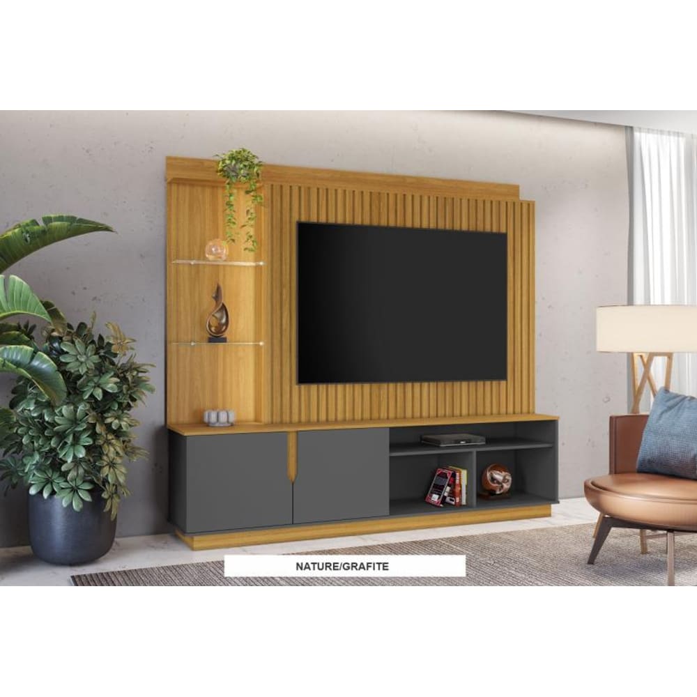 Home Amparo Para Tv Até 60” JCM Movelaria - Nature/Grafite