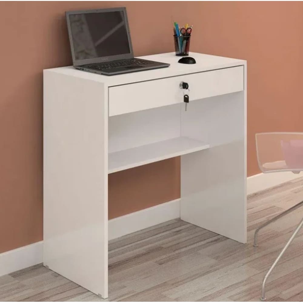 Escrivaninha Andorinha Gaveta com Chave JCM - Branco