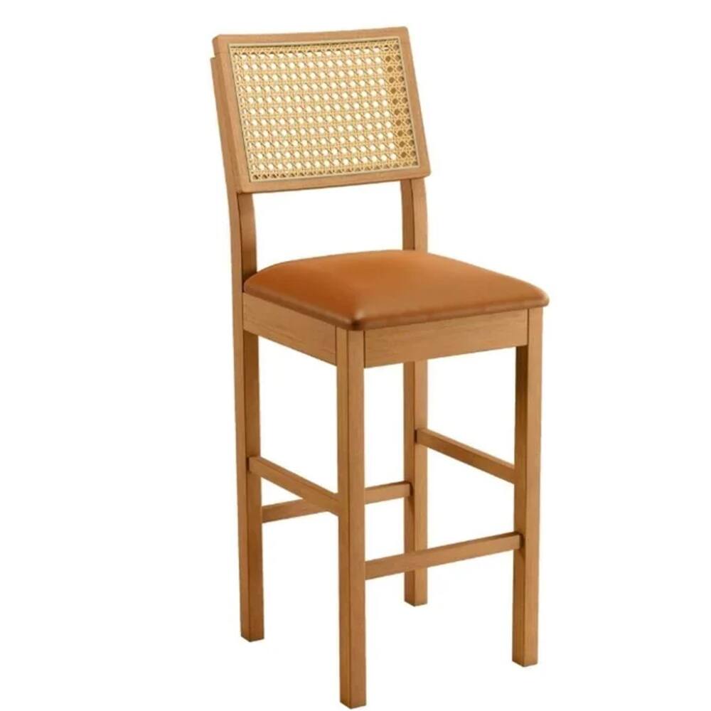 Banqueta Jade Madeira Maciça Caramelo Courino JCM Movelaria