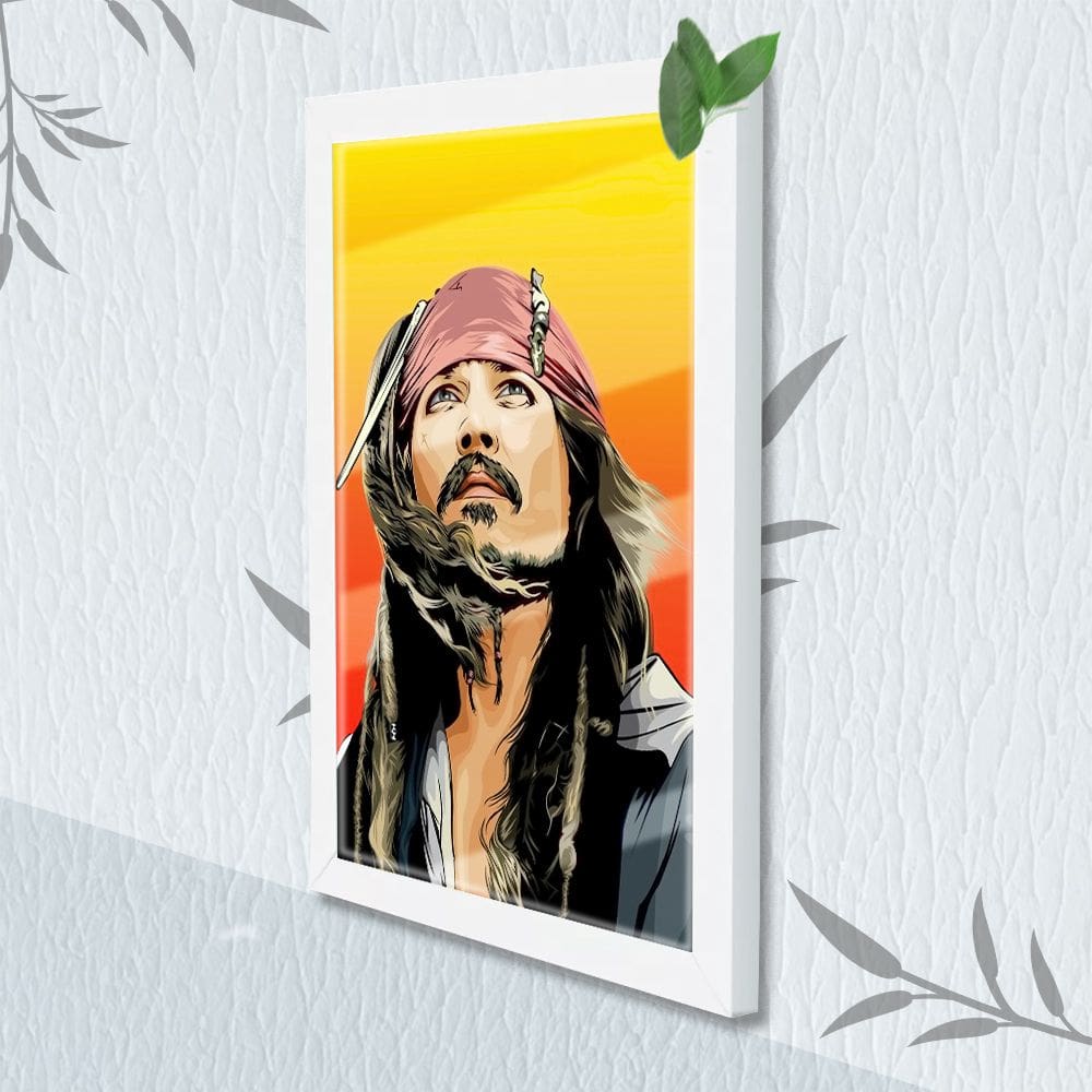 Quadro Decorativo Capitão Jack + Vidro 33x25 Estudio Sala