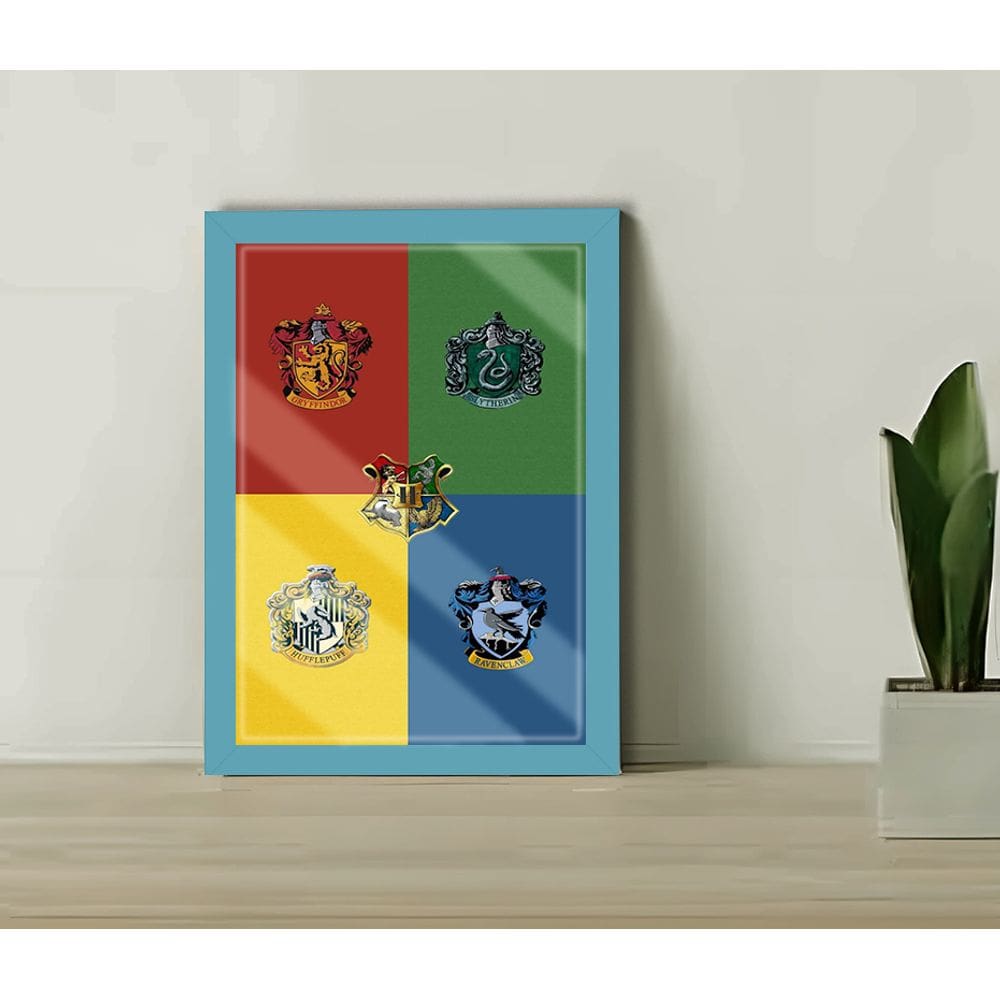 Quadro Decorativo 4 Casas Harry P + Vidro 33x25 Sala Estudio