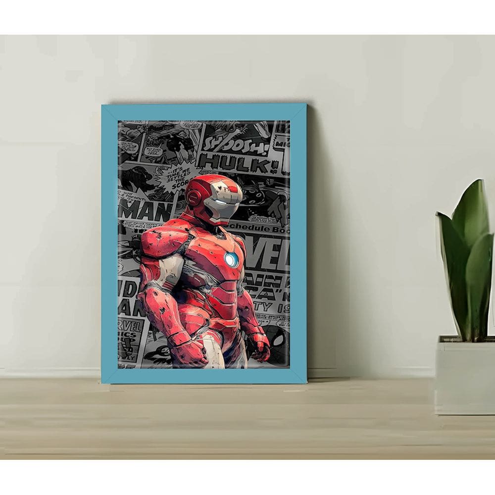 Quadro Decorativo Iron-Man Paper + Vidro 33x25 Sala Quarto