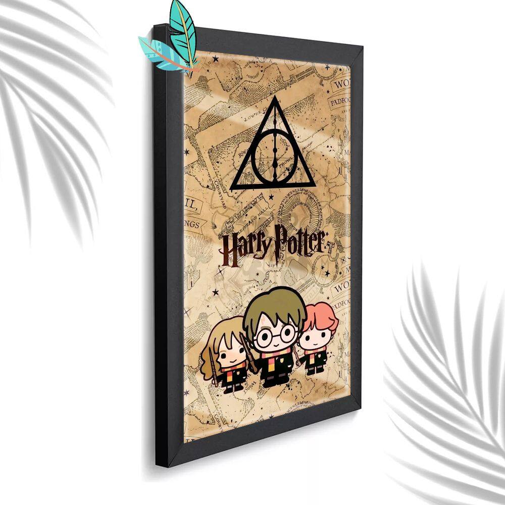 Quadro Decorativo Harry Potter Cartoon + Vidro 33x25 Sala