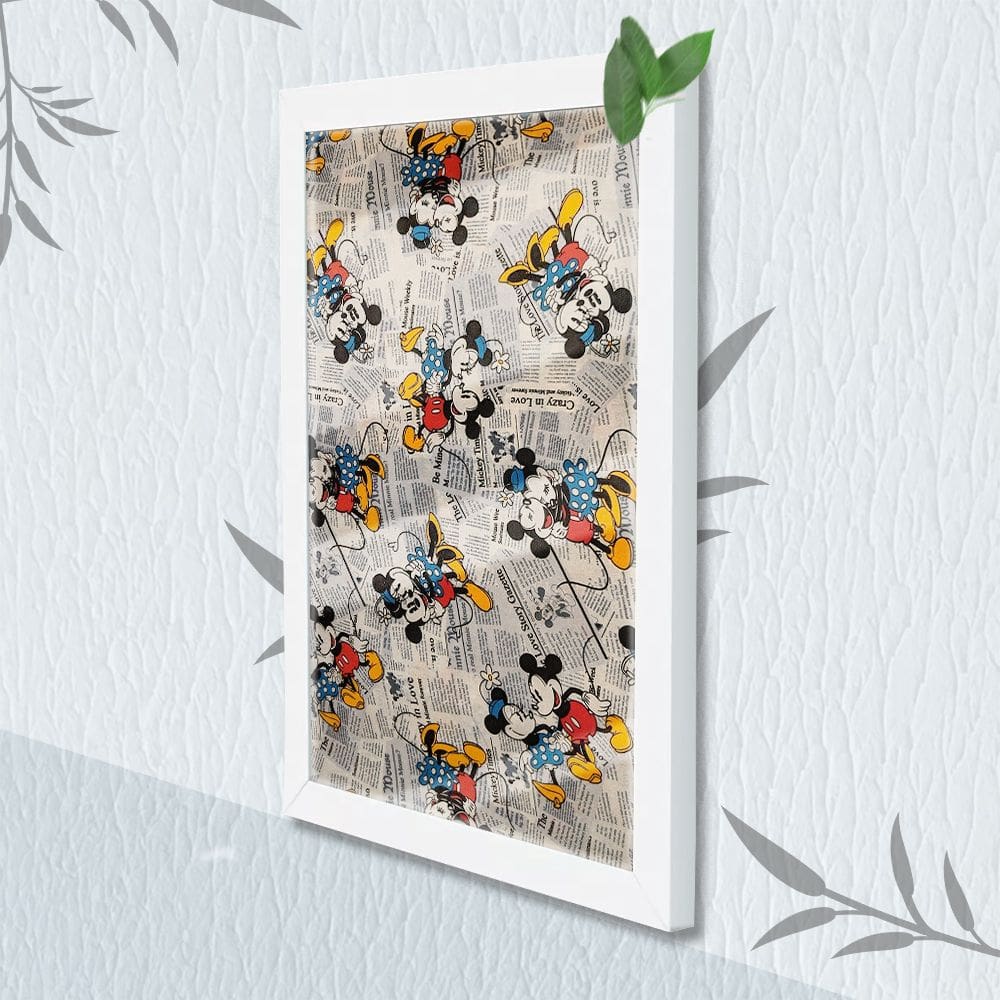 Quadro Decorativo Mickey-Minnie + Vidro 33x25 Sala Quarto