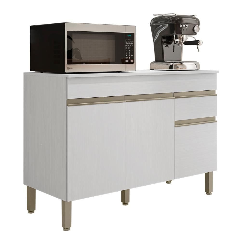 Balcão Com Tampo Cozinha Line 120 cm com 3 Portas e 1 Gaveta
