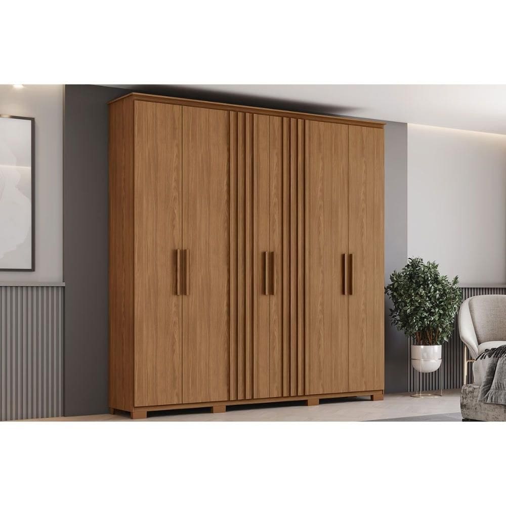 Guarda Roupa Casal 6 Portas e 4 Gavetas c/ Pés Ávila Nature - Henn