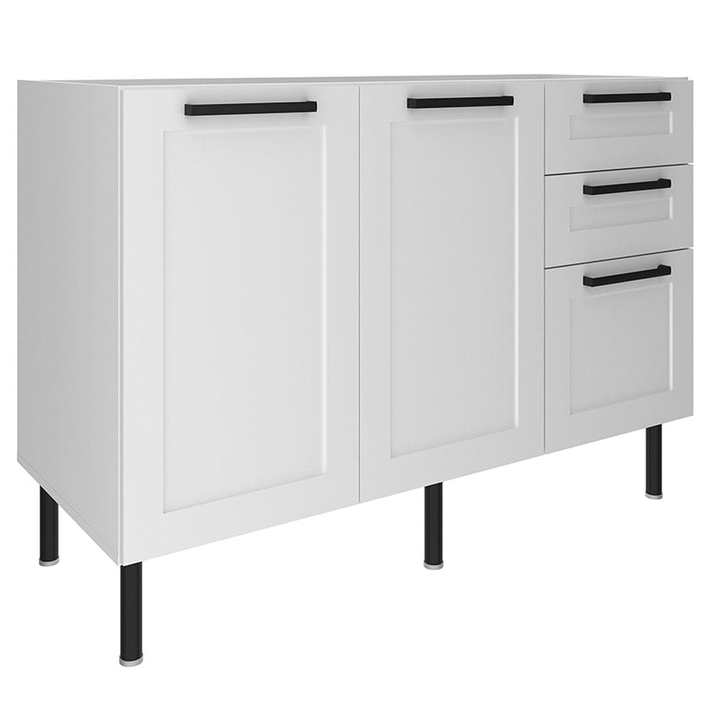 Balcao Para Pia Sem Tampo 120 cm MDF 2P 3G CZ3300 Branco Tecno Mobili