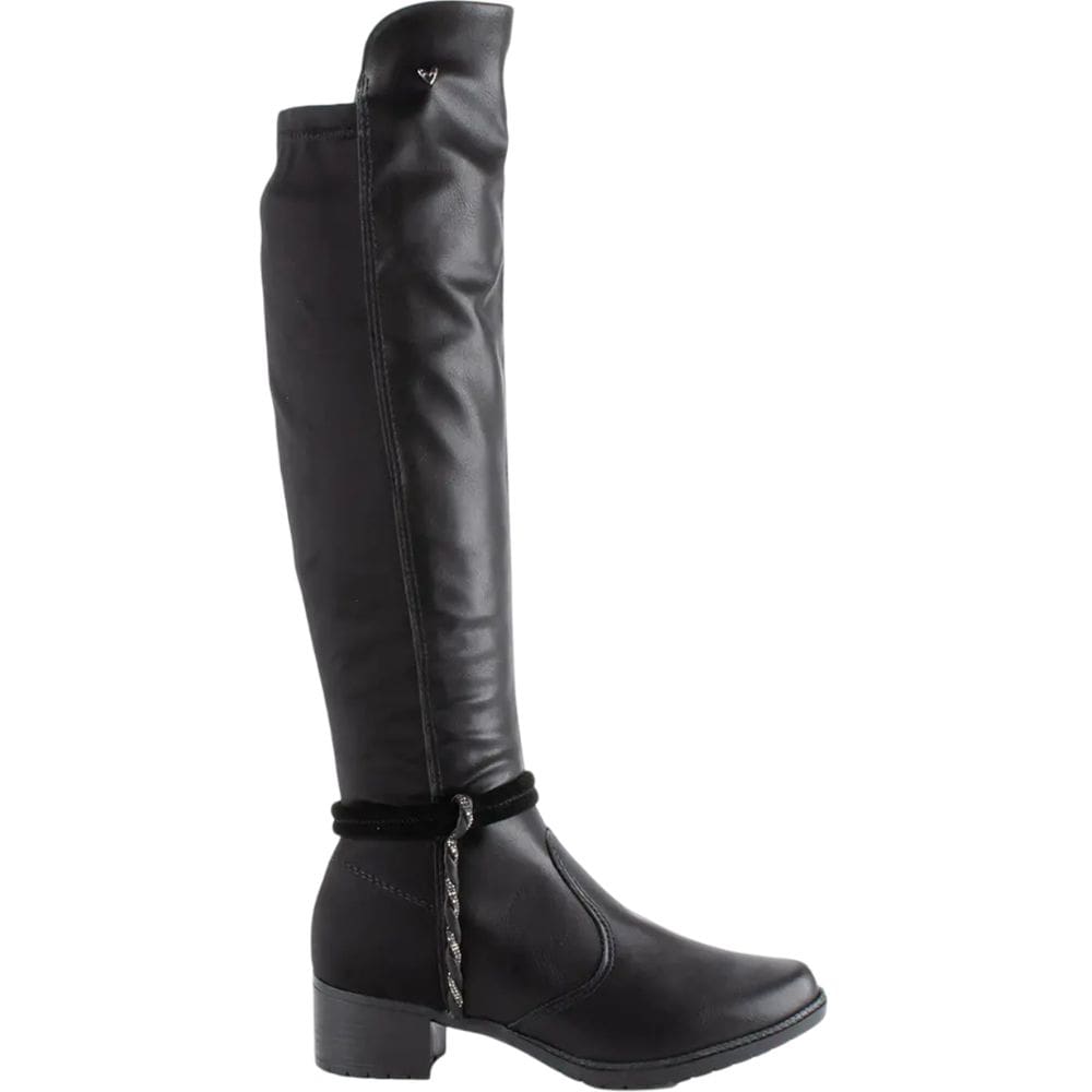Bota Feminina Montaria Cano Longo Casual Dia a Dia Salto Baixo com Strass Mississipi Me122