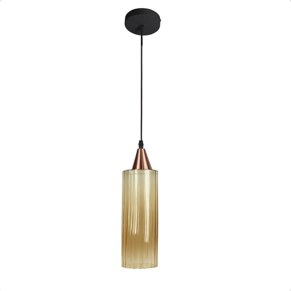 Pendente Taschibra Anne 20Cm Conhaque E27 Bivolt Cobre
