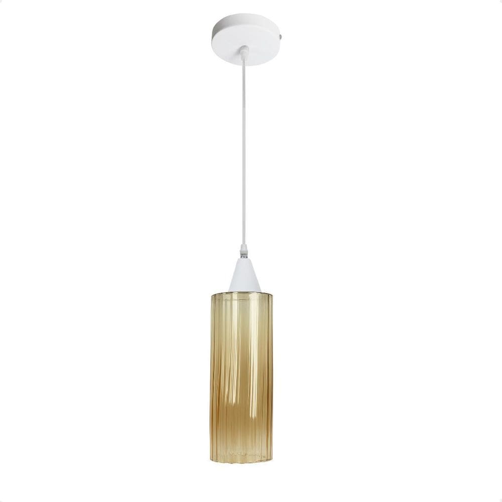 Pendente Taschibra Anne 20Cm Conhaque E27 Bivolt Branco
