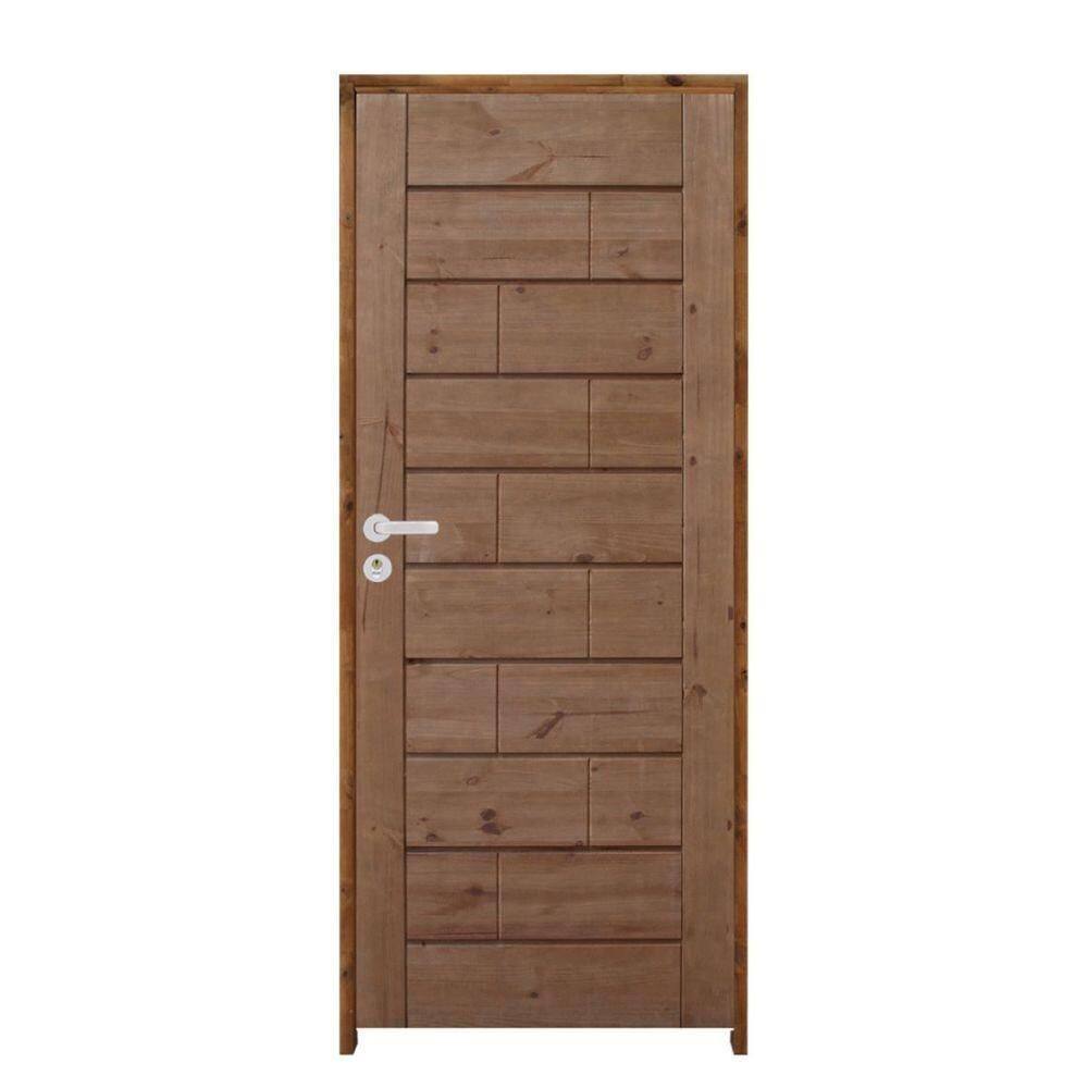 Porta Roma Pinus 92 X 2.10 Batente Ecológico 11cm Fechadura Externa Lado Direito - Rodam