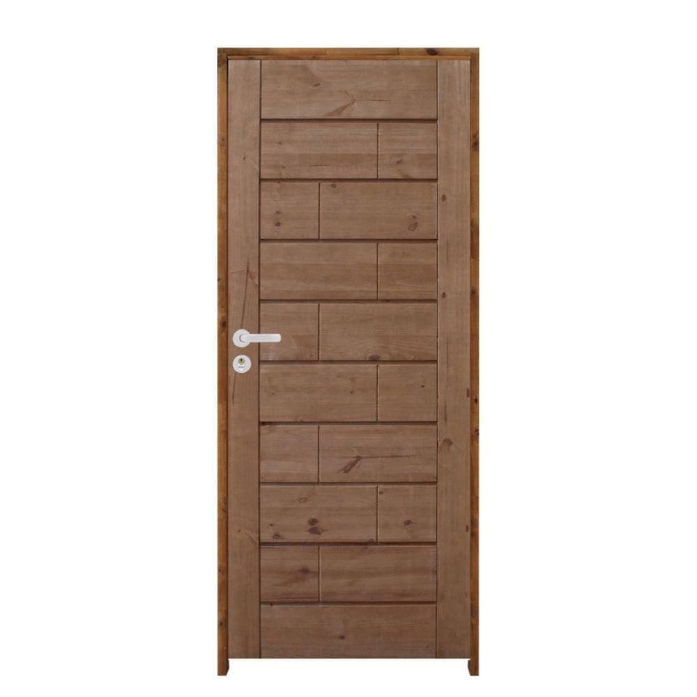 Porta Roma Pinus 82 X 2.10 Batente Ecológico 11cm Fechadura Externa Lado Direito - Rodam