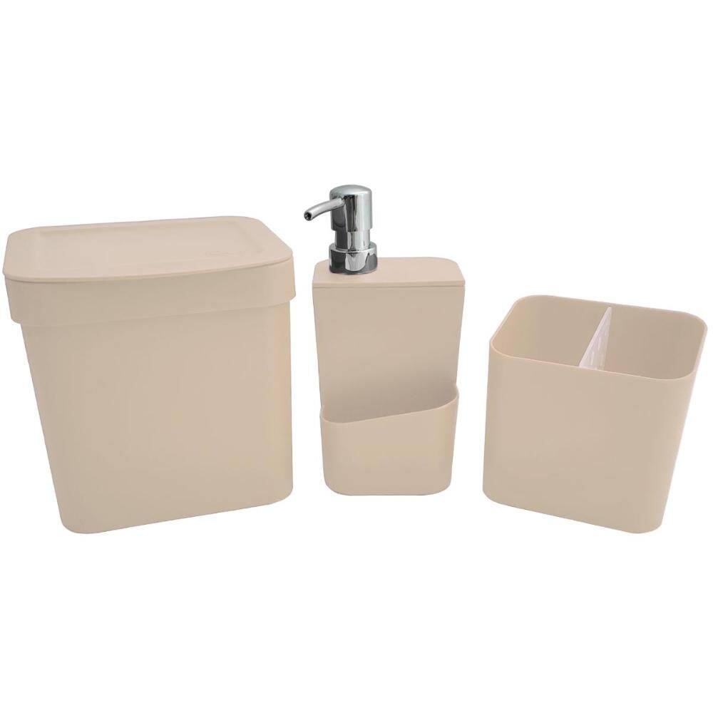 Kit Escorredor De Talheres Porta Detergente Lixeira Cozinha