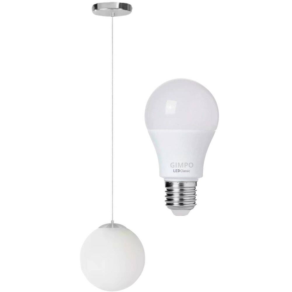Luminária Lustre Pendente 215Cm Jabuticaba Globo Vidro 15Cm