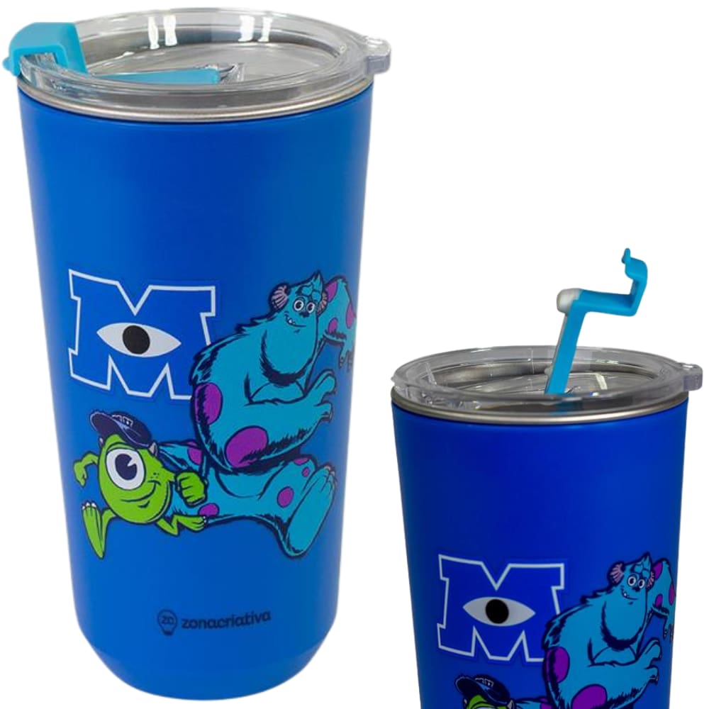 Copo Sullivan E Mike Wazowski Térmico Quente Gelado 500ml Com Tampa Oficial Monstro S.A.