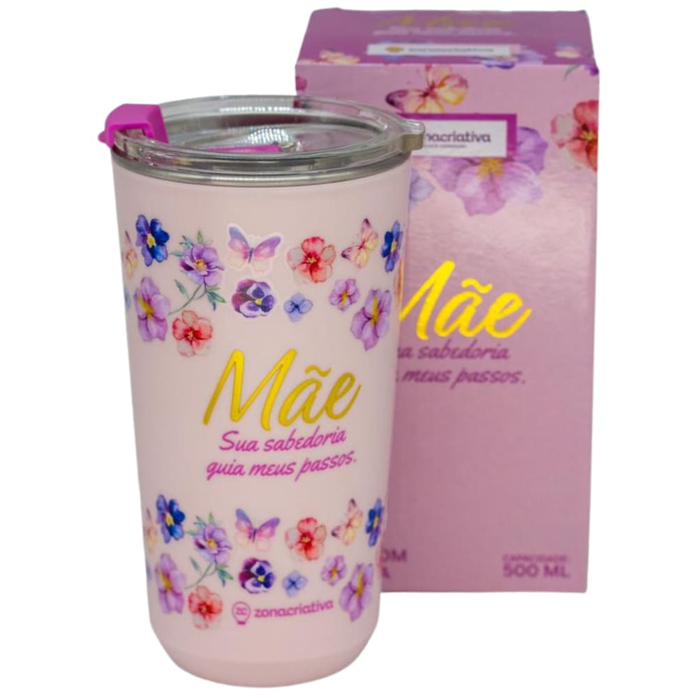 Copo Mãe Sua Sabedoria Guia Meus Passos Térmico Quente Gelado 500ml Com Tampa