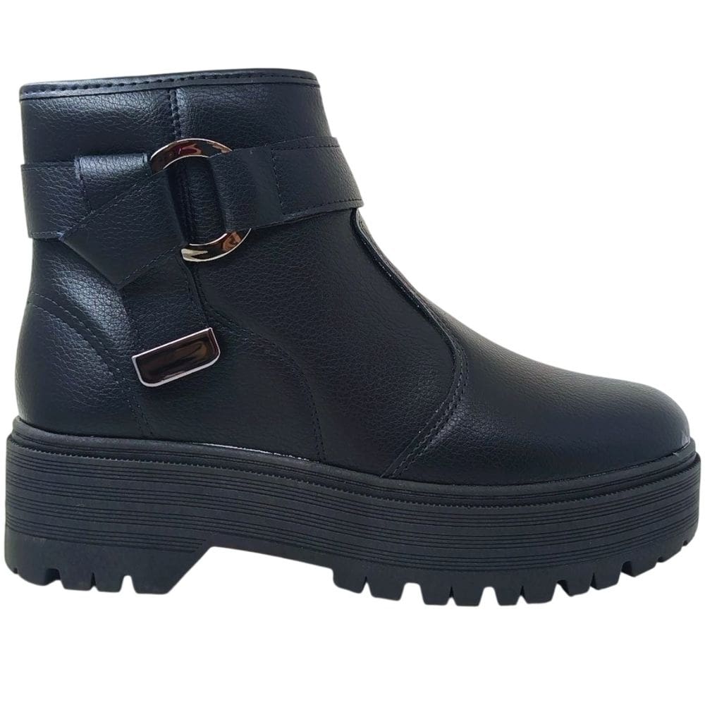 Bota Feminina Coturno Casual Dia a Dia Tratorado Bico Redondo Salto Baixo Moleca 5351.103