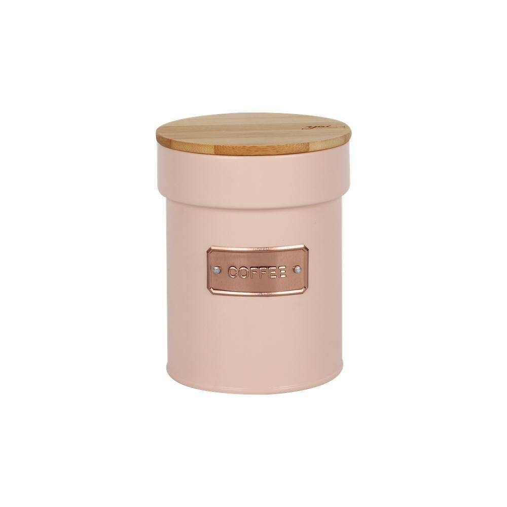 Lata De Metal Com Tampa Bambu Coffee Rosé Matte - Yoi