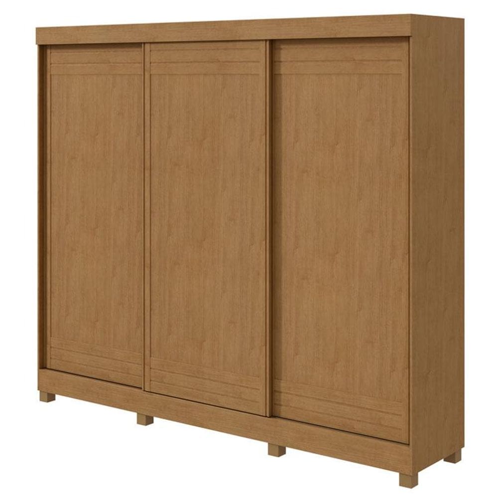 Guarda Roupa Casal Nice 3 Portas 2 Gavetas Amêndoa Clean Off White Flex com Pés - Lopas