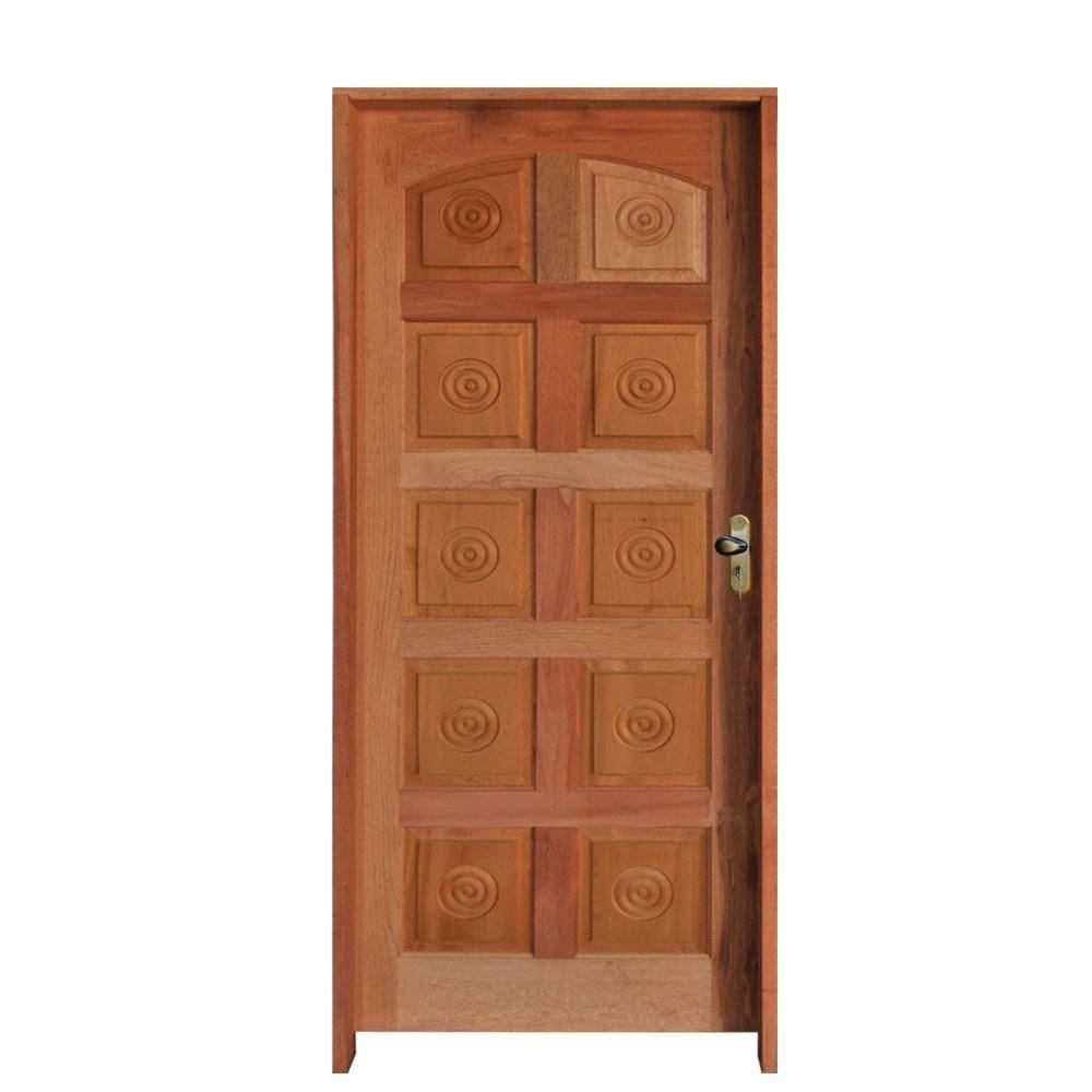 Porta Torneada 10 Bicos Mista 82 X 2.10 Batente Misto 11 Cm Fechadura Externa Lado Esquerdo - Rodam