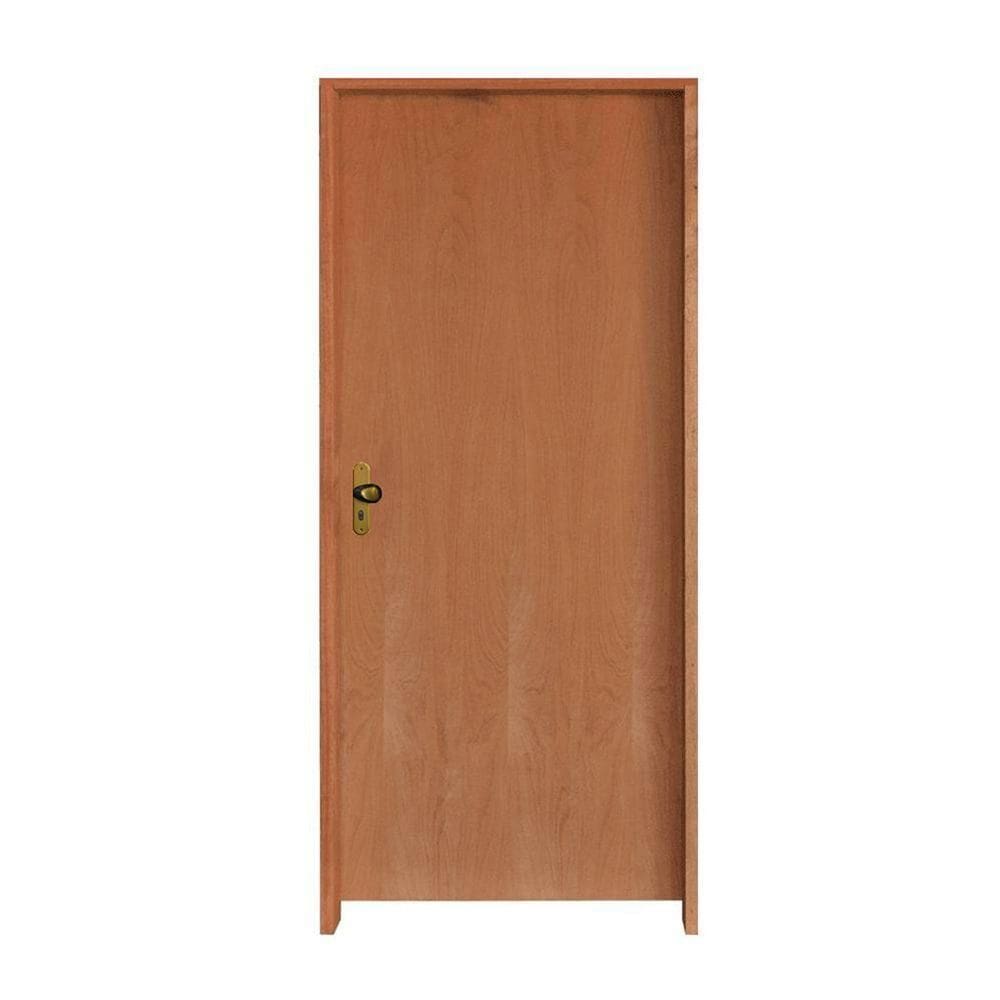 Kit Porta Lisa Padrão Imbuia 1.02 X 2.10 Batente 14cm Fechadura Externa Lado Direito - Hale