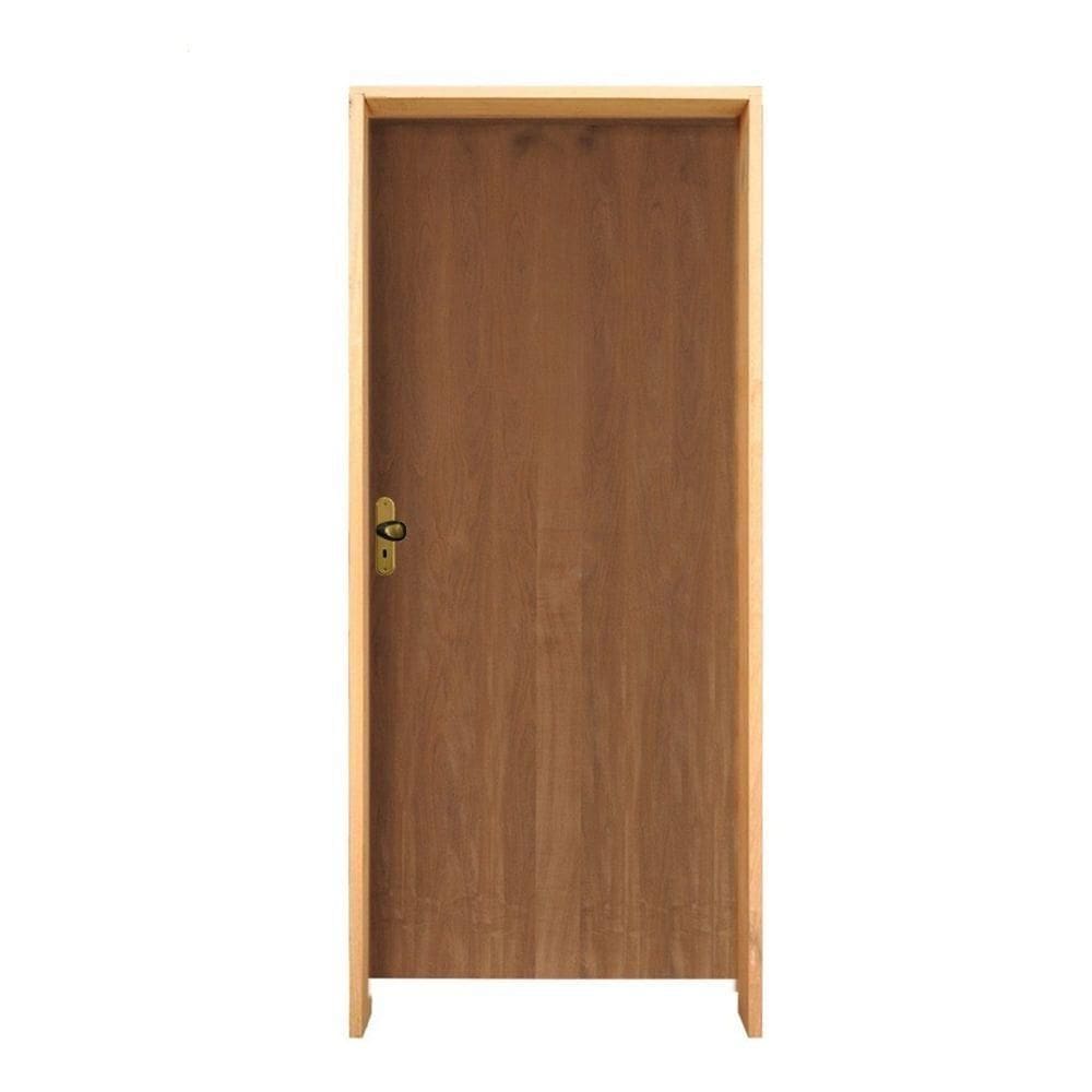 Kit Porta Lisa Padrão Imbuia 62 X 2.10 Batente 14cm Fechadura Interna Lado Direito - Hale