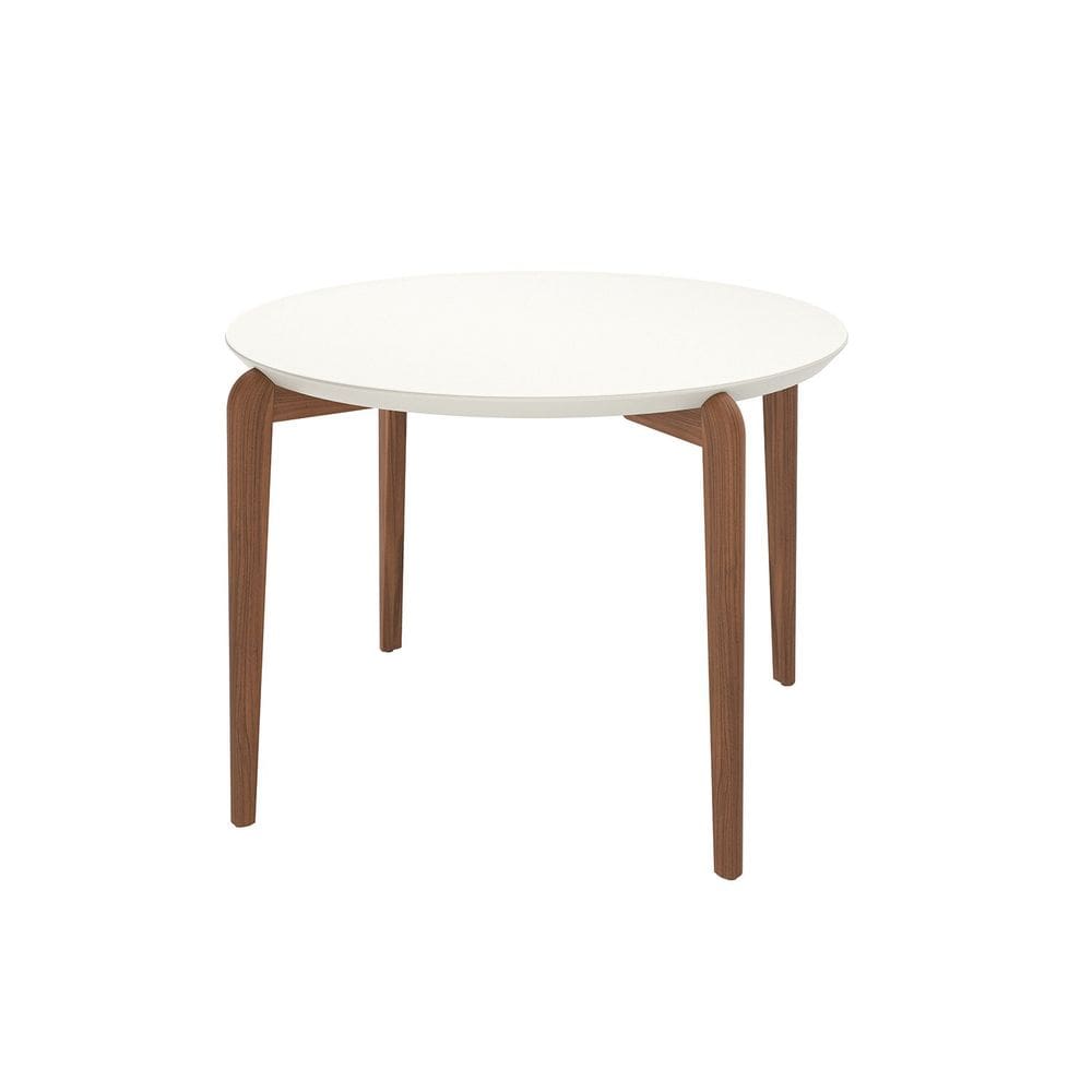 Mesa de Jantar Redonda 115cm com Vidro Donatella Off White Fosco/Natural
