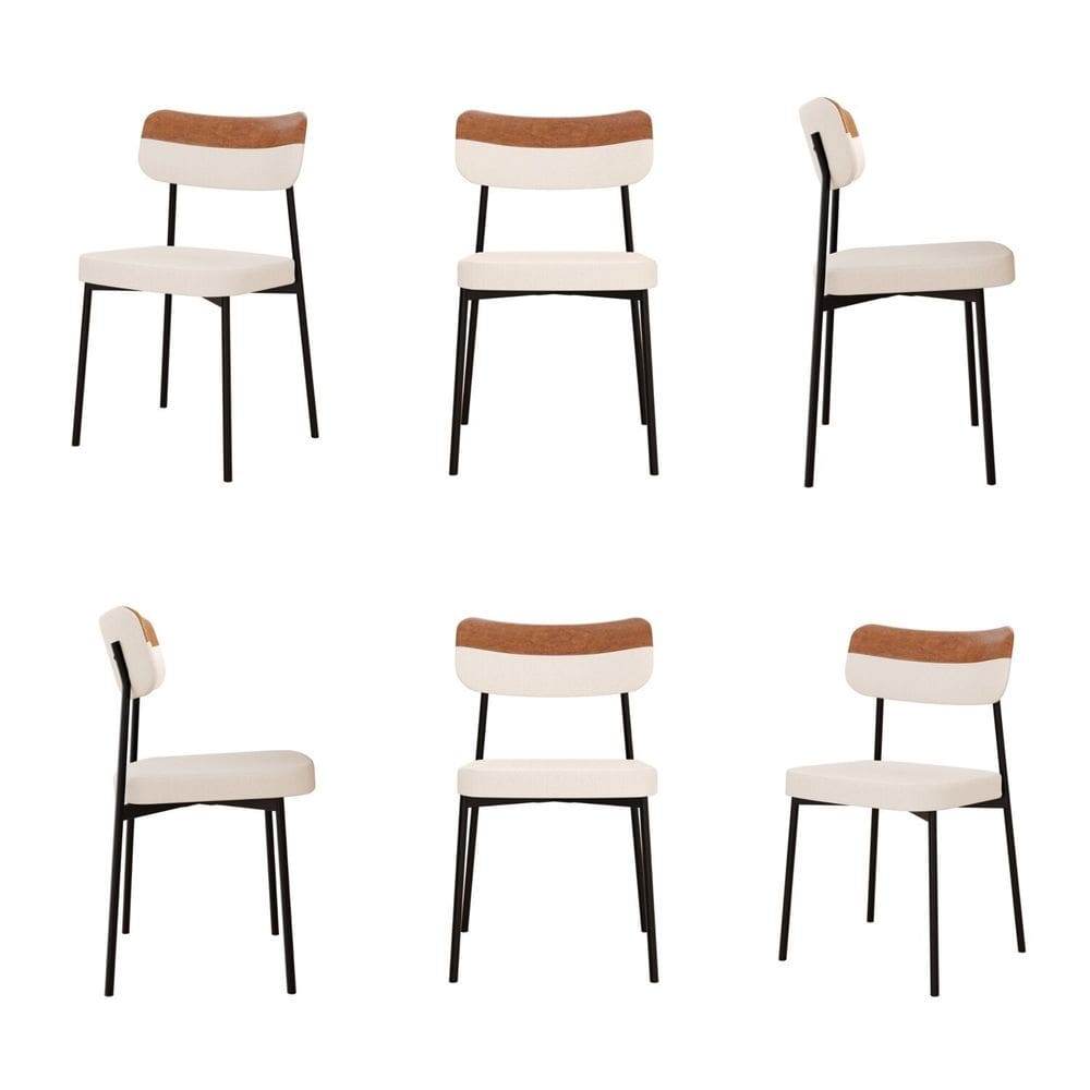 Kit com 6 Cadeiras para Sala de Jantar Mona Yescasa Palha / Caramelo