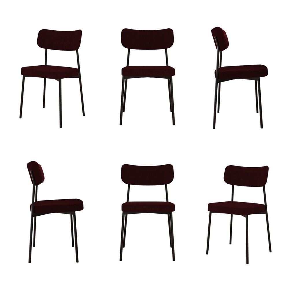 Kit com 6 Cadeiras para Sala de Jantar Mona Yescasa Bordô