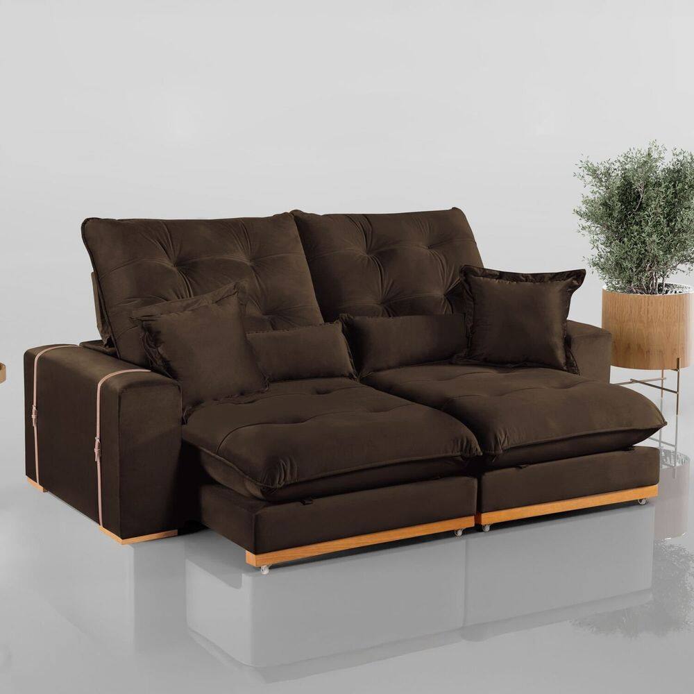 Sofá Retrátil e Reclinável 2 Lugares 250cm Marrom