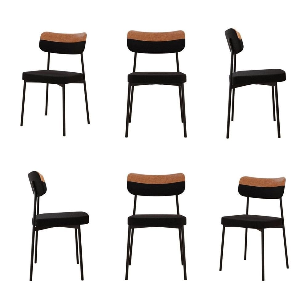 Kit com 6 Cadeiras para Sala de Jantar Mona Yescasa Preto /Caramelo