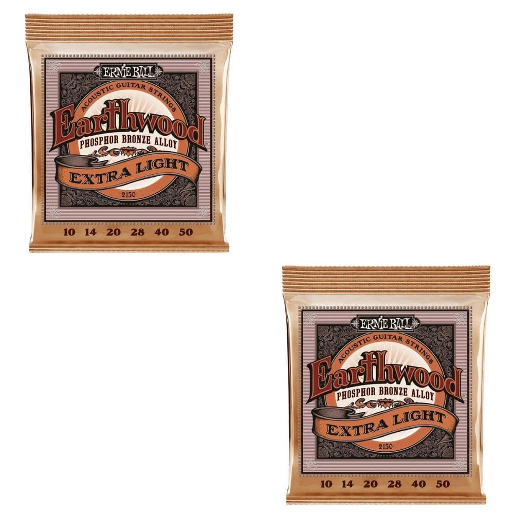 Kit 2 Encordoamentos Violão Aço 010 Ernie Ball Earthwood Tensão Extra Leve