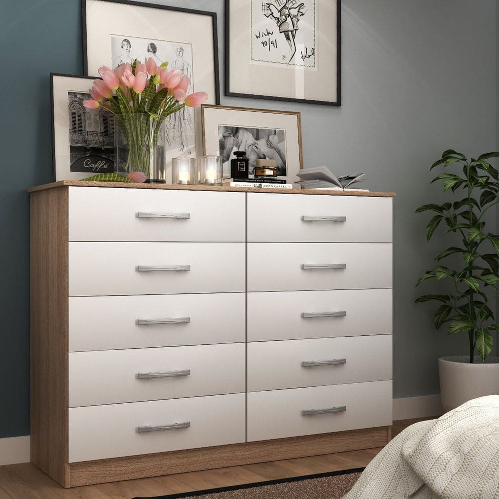 Cômoda para Quarto 10 Gavetas Premium Marbela Branco