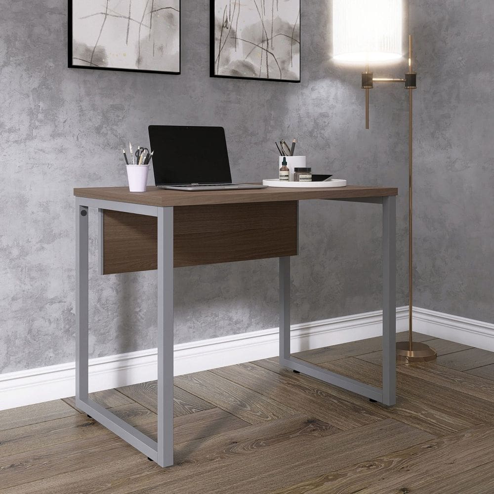 Mesa para Escritório Industrial 90cm Pe25 Walnut/Grafito